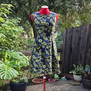 Navy Floral Midi Dress